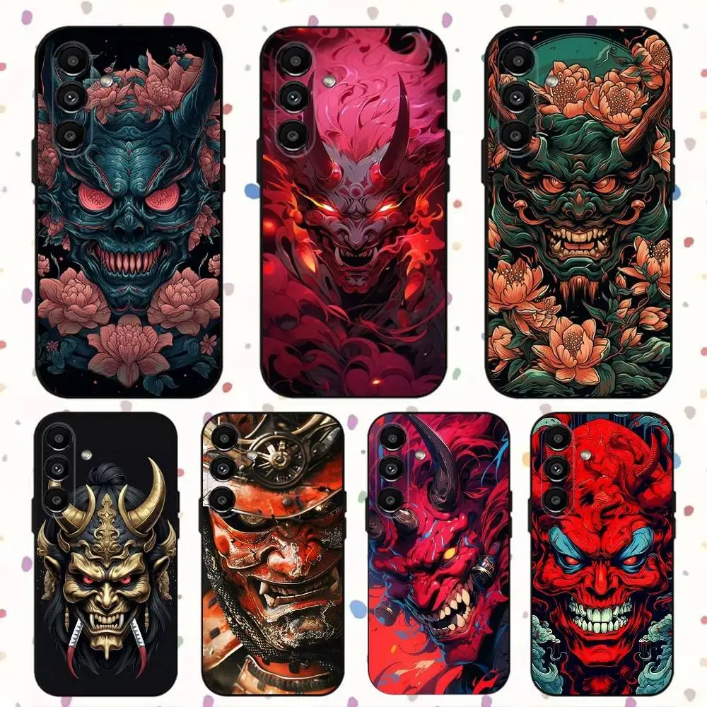 Japanese Samurai Oni Mask Phone Case For Samsung S24,S21,S22,S23,S30,Ultra,S20,Plus,Fe,Lite,Note,10,9,5G Black Soft Cover