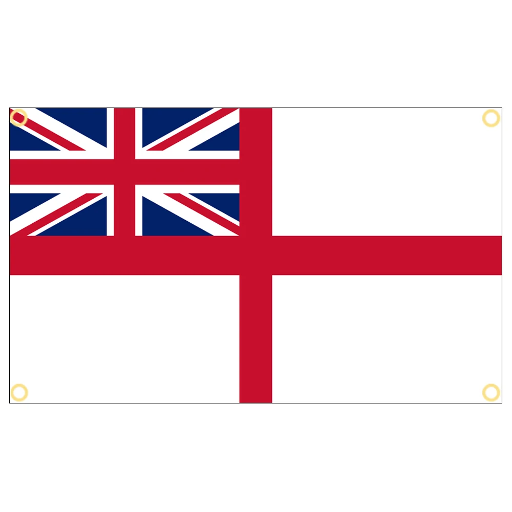 3x5 Ft British White Ensign Flag Vivid Color part of the United Kingdom Flags Polyester with Brass Grommets