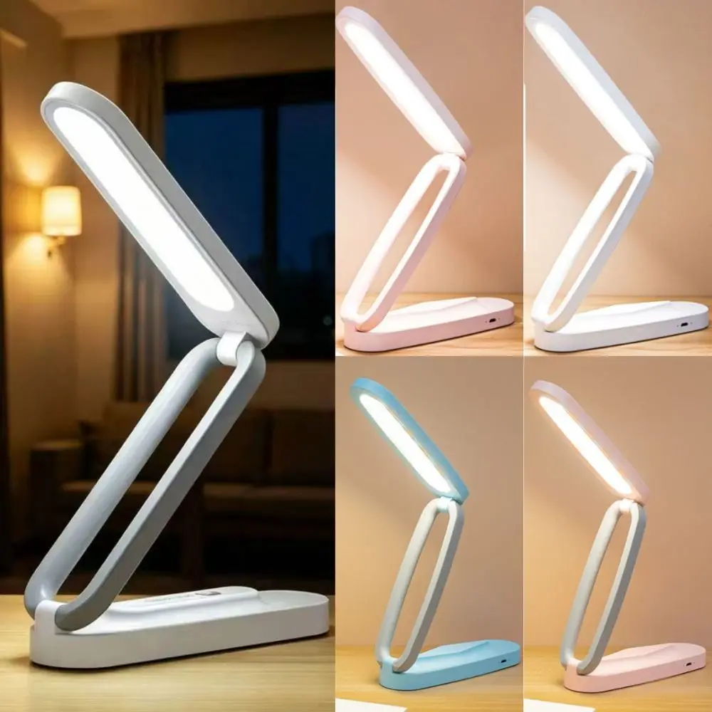 LED Charging Study Reading Light Eye Protection Portable Three-Fold Night Light 180° Foldable Modern Touch Control Desk Lamp