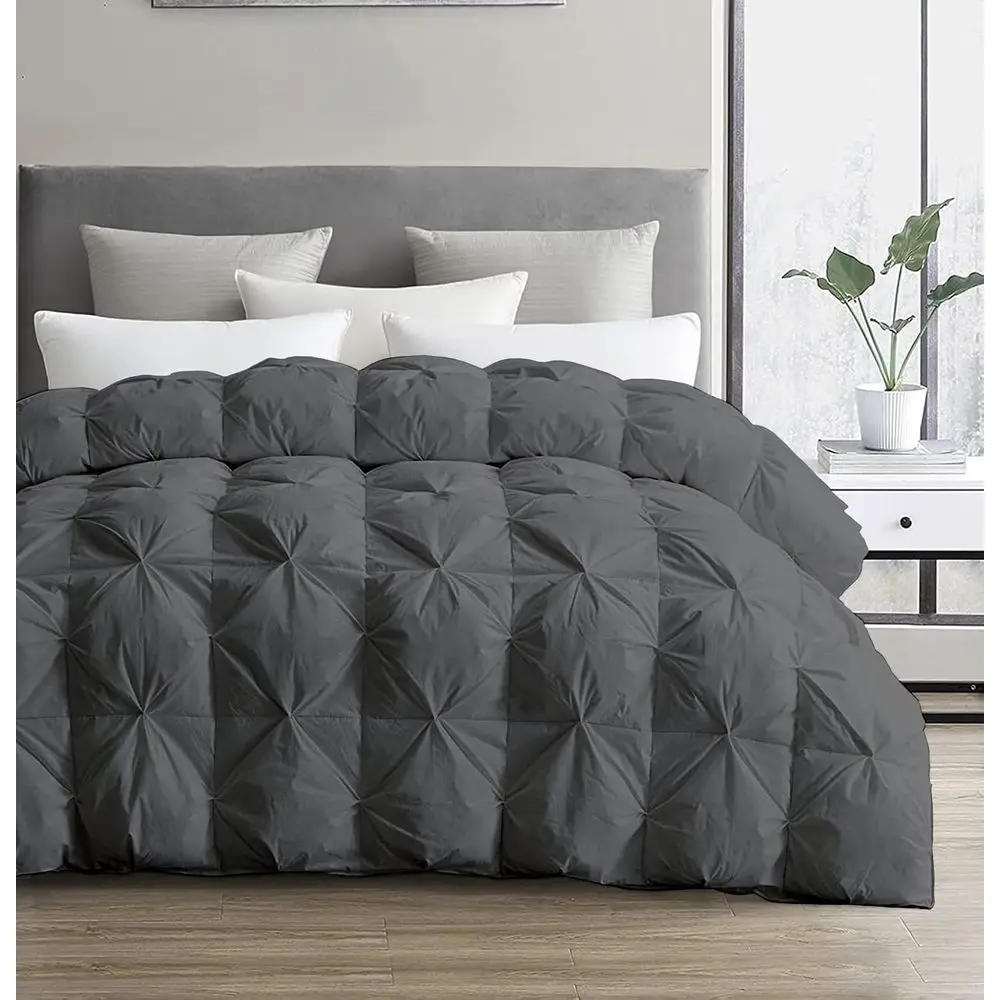 Oversized King Comorter 138x122 Hotel Luxury Down Alternative Pinch Pleated 1 Piece Comorter with 8 Tabs/Loops, Extra Large XL K