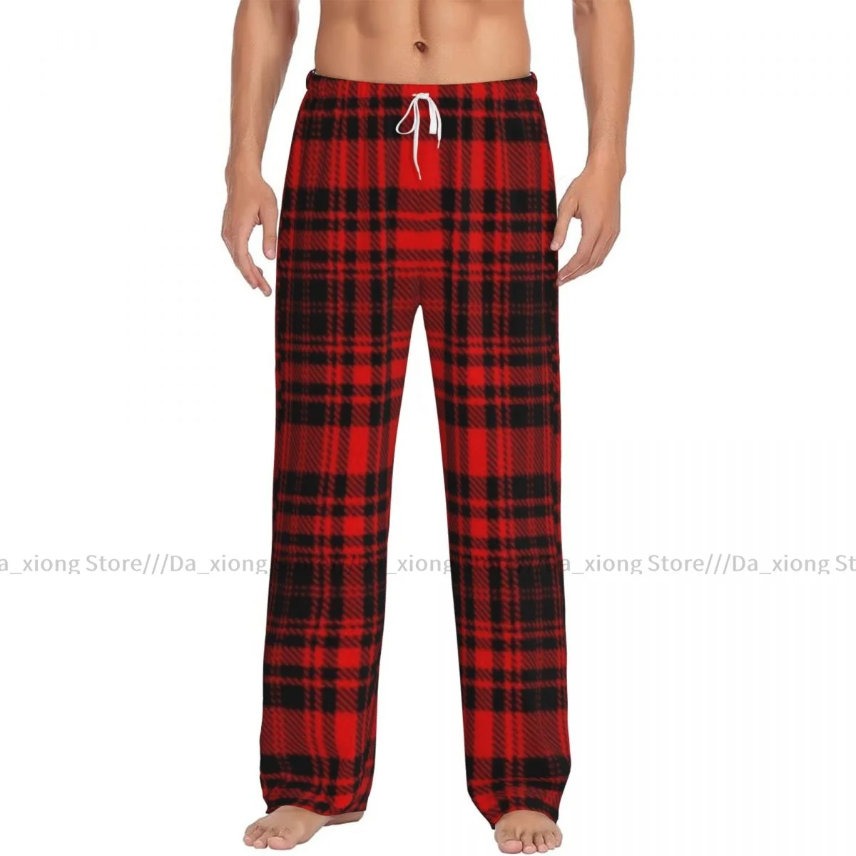 Men's Casual Pajama Sleeping Pants Tartan Plaid Scottish Print Lounge Loose Trousers Comfortable Nightwear