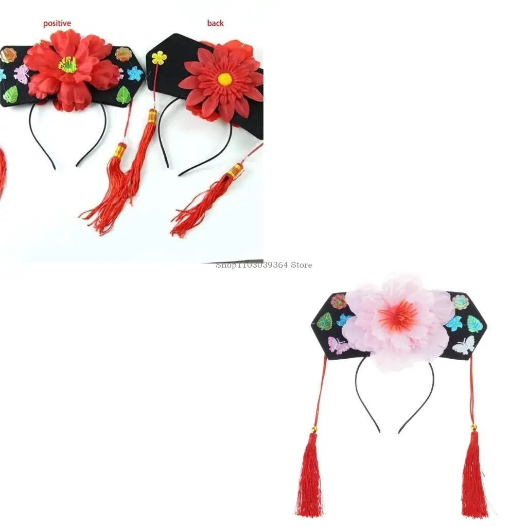 

Chinese Princesses Hairbands Traditional Headbands Princesses Headpiece Costume Chinese Princesses Qitou with Flower