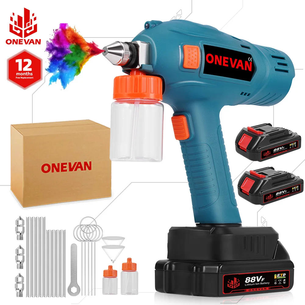 ONEVAN 55-300W Pistola a spruzzo elettrica a batteria Spruzzatore di vernice per auto Ricaricabile Mobili Utensile elettrico in acciaio per Makita 18V Batteria Pin