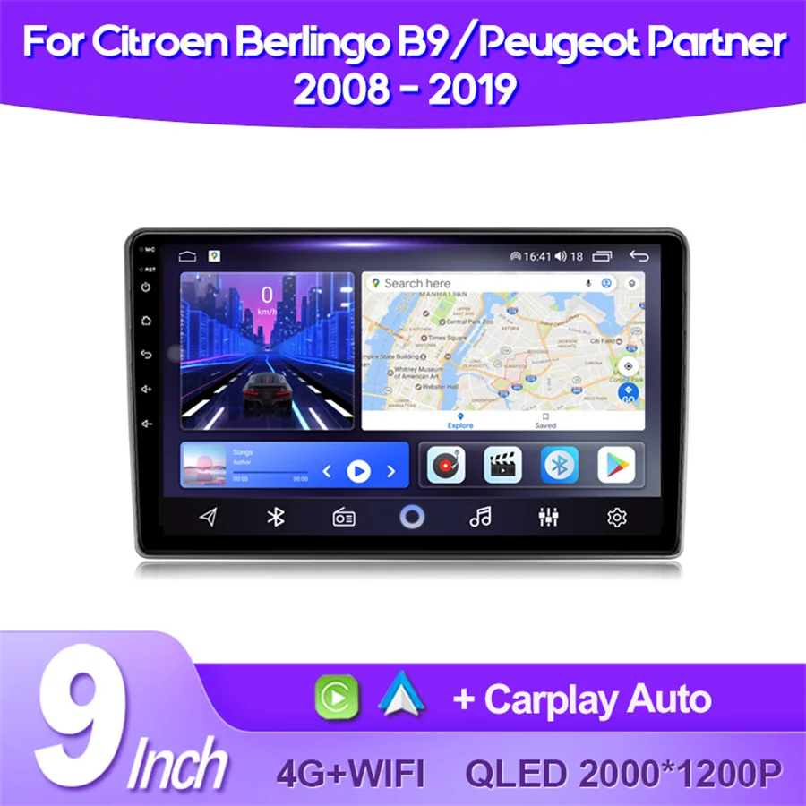 

QSZN For Citroen Berlingo B9 Peugeot Partner 2008 -2019 Car Radio AI Voice WIFI CarPlay Android Auto GPS Multimedia Video Player