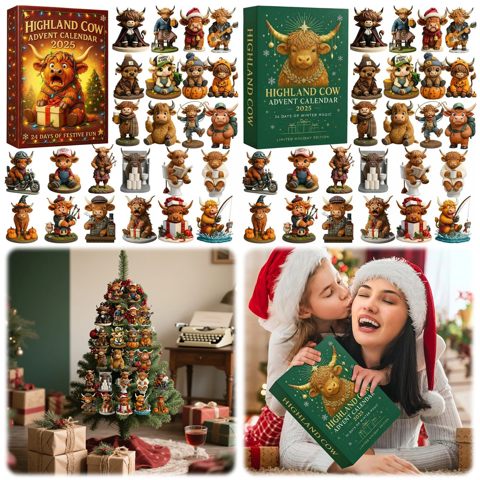 

Highland Cow Advent Calendar 2025 with 24 Highland Cow Ornaments 24 Days Christmas Countdown Calendar Xmas Countdown Calendar