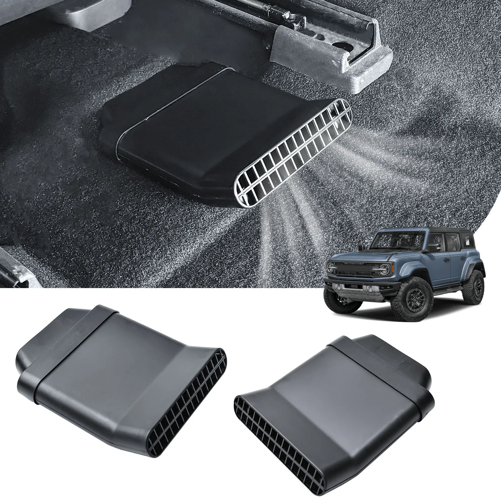 

Дефлекторы вентиляционного отверстия под сиденьем для Ford Bronco, 4-дверный 2021-2025 Florr, удлинитель вентиляционного отверстия заднего сиденья, аксессуары для кондиционера