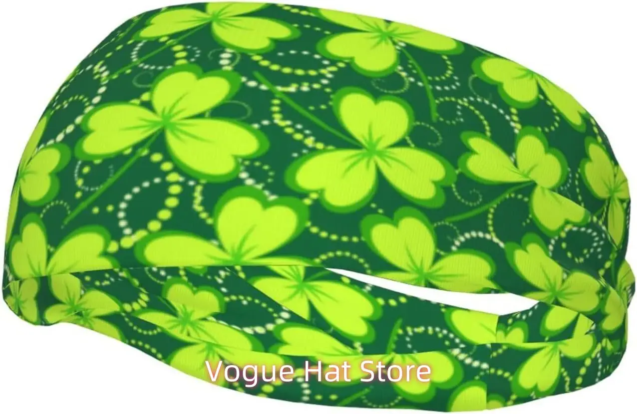 

Cute St Patrick's Day Shamrock Irish Clover Headbands Men Women Headband Sports Sweatbands for Yoga, Gym Workout