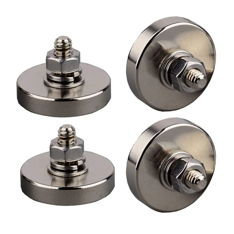 4pcs D32mm 1/4 ''-20,  Super Powerful Neodymium Round Magnet with Male Threaded Stud,  Strong magnetic suction cup fixed magnet