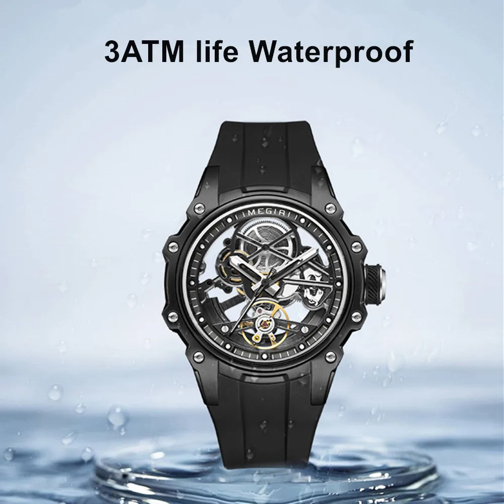 MEGIR Fashion Men\'s Full Automatic Watches Hollow Out Luminous Sports Mechanical Watch Waterproof Wristwatches Reloj Hombre 2243
