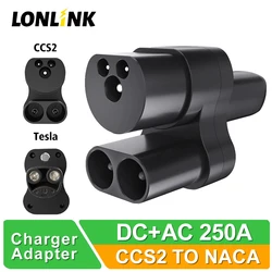 LONLINK-CCS2 para adaptador Tesla para veículo elétrico, conector do carregador do carro EV, conversor CCS2, 400A, 1000V