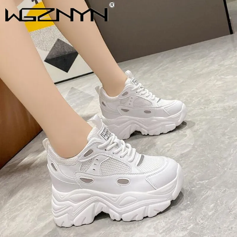 Autumn Sneakers Women Vulcanized Shoes Breathable 10CM Thick Sole Ladies Trainers Platform Women Chunky Sneakers Basket Femme