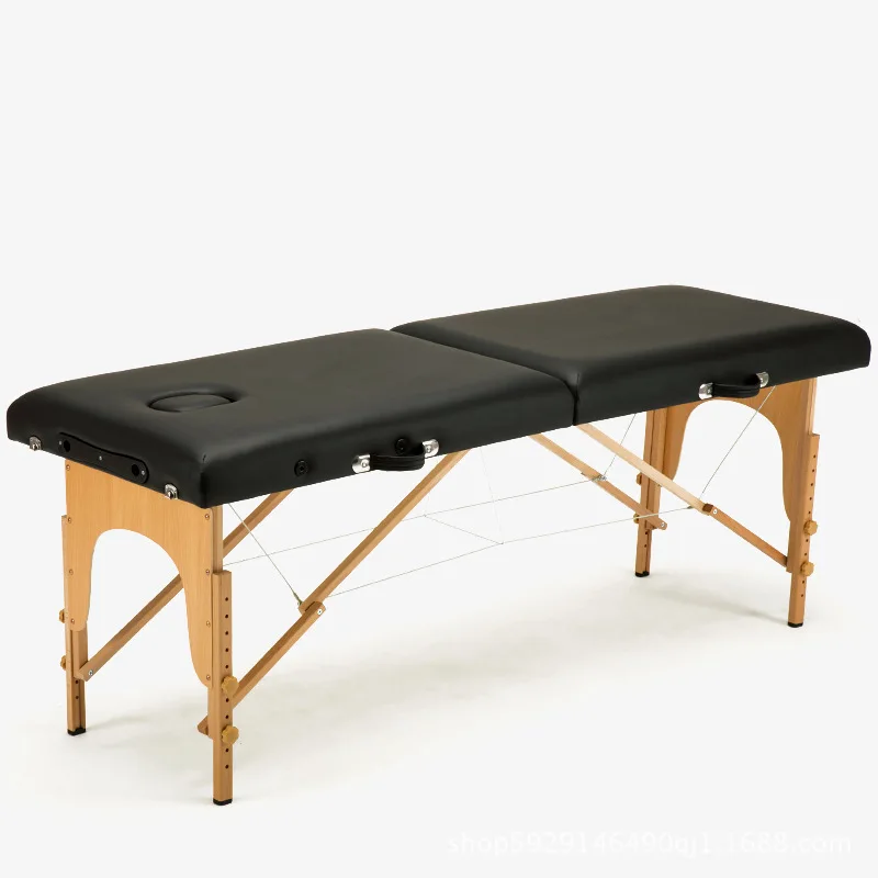 Cama dobrável portátil do salão de beleza, mesas de massagem spa, dobrável com bolsa, mobília profissional, madeira, 185x60, 185x70cm