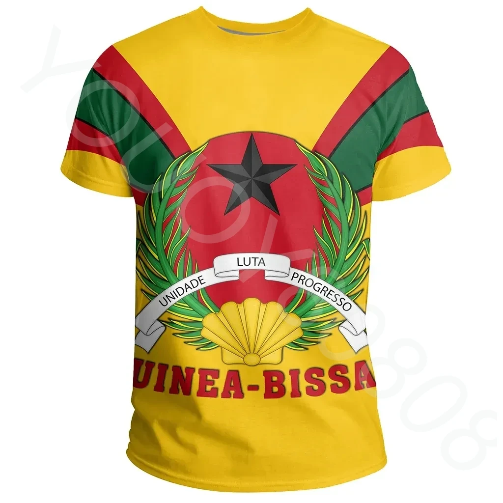 Men's T-Shirt Africa Summer Short Sleeve Casual Harajuku Printed T-Shirt - Guinea Bissau T-Shirt Tusk Style