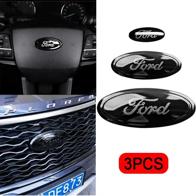 

3 шт., эмблема на передний капот автомобиля, задняя наклейка для Ford Focus Edge Mondeo Everest Taurus Exolorer Escape ESCORT, наклейка на руль