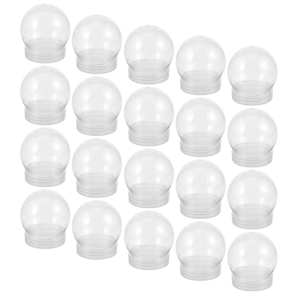 

20 Pcs DIY Snow Globe Fillable Kit Plastic Reusable Globes Water Prop Crafts Container