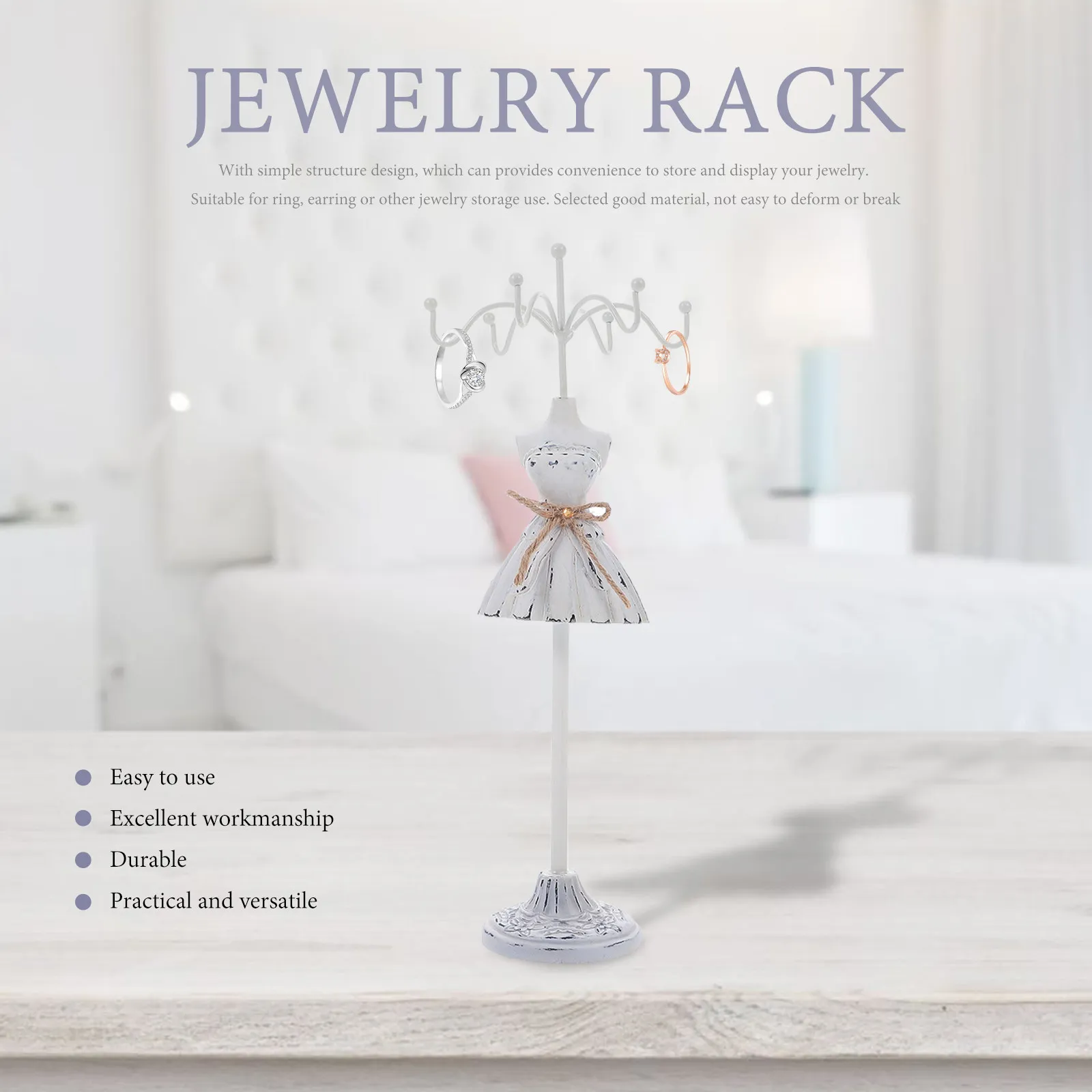 

Modern Desktop Jewelry Display Rack Compact Organizer for Rings Earrings Necklaces Sturdy Creative Design Decorative Shelf