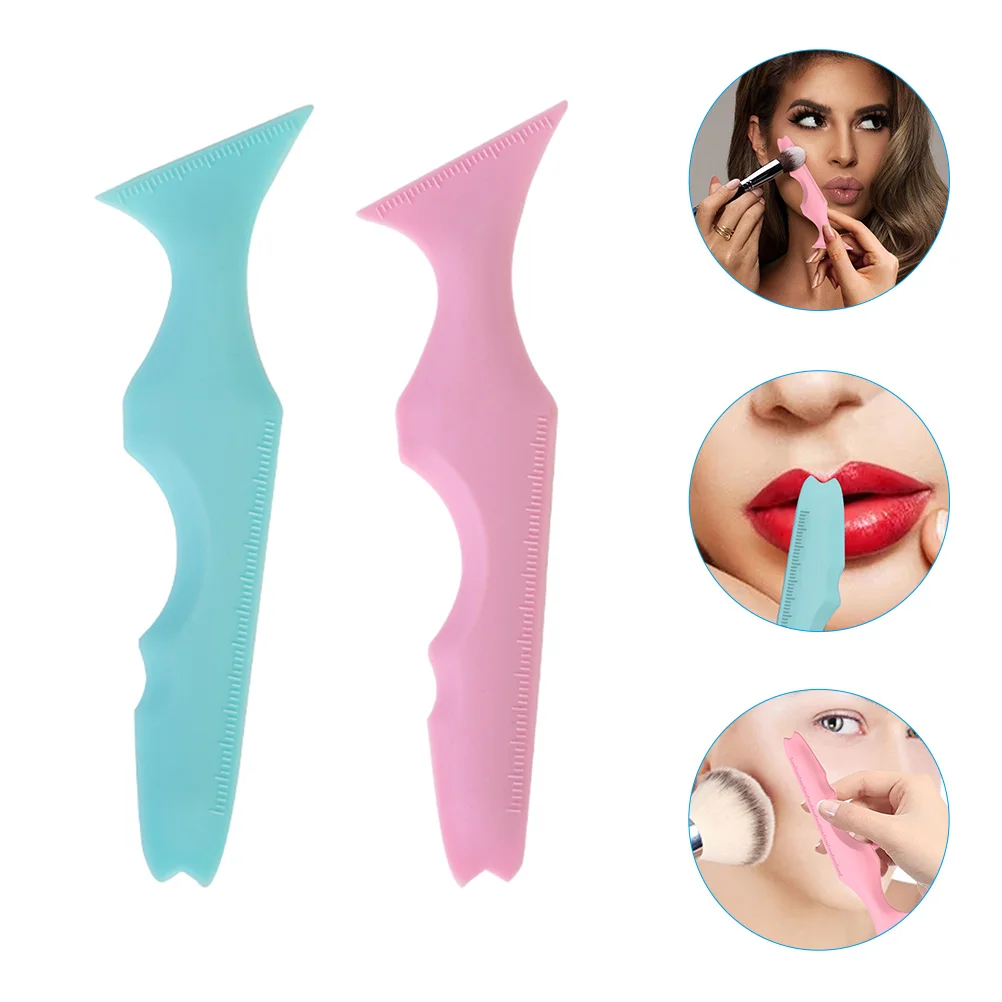 2 Pcs Silicone Beauty Ruler Eyeshadow Guard Shield Angled Eyebrow Stencils Makeup Supplies Eyeliner Pencil Massage