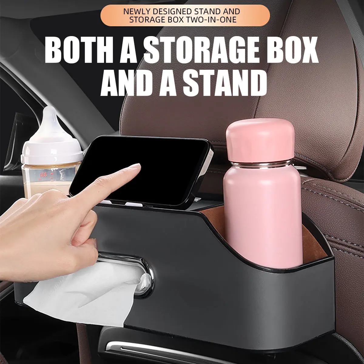 Multifunctional Car Seat Back Organizer Universal Hanging Headrest Storage Box for Phone Umbrella Tissue Holder Interior Accesso