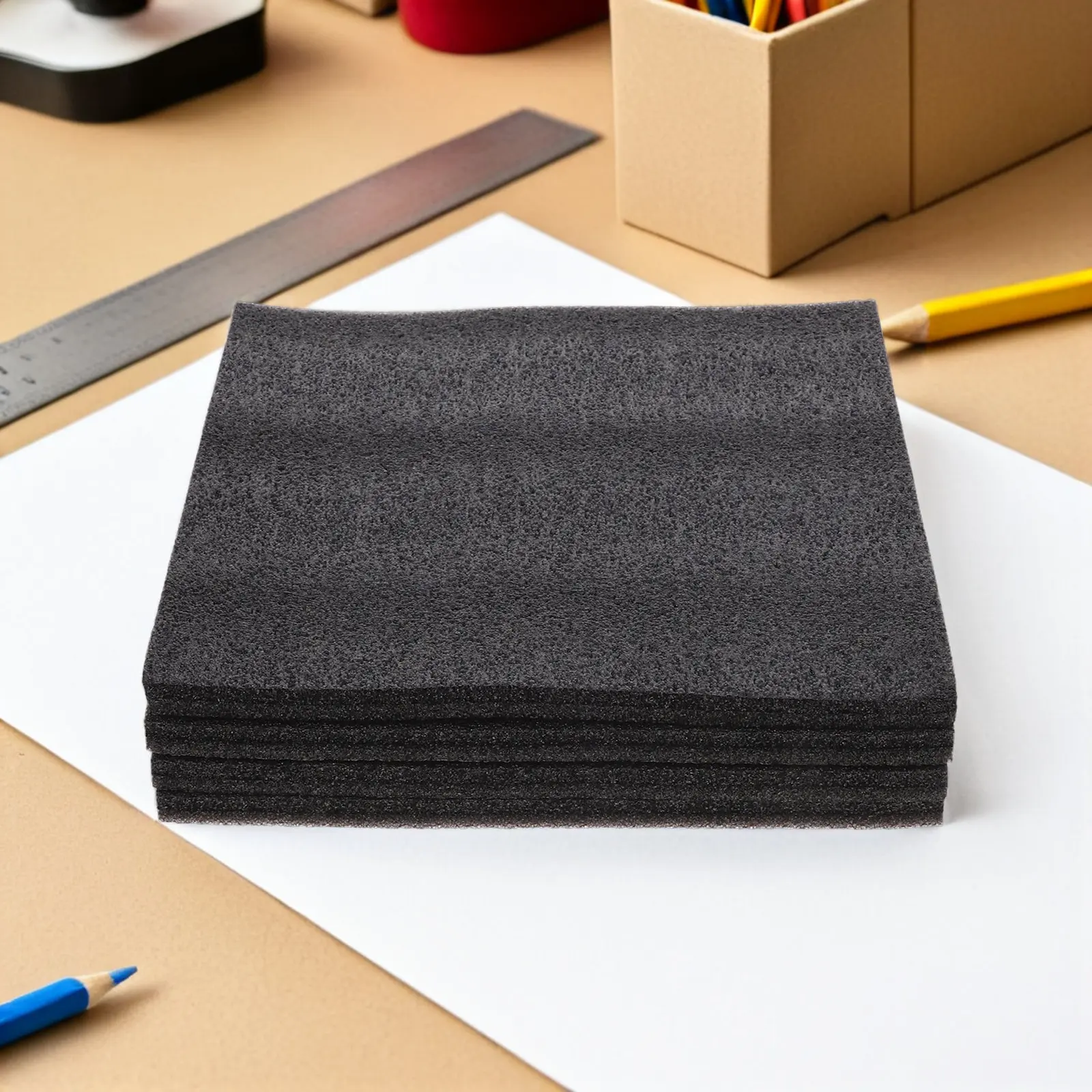 4Pcs High Density Polyethylene Foam Sheets 11.8x11.8x0.4 Inch Black Thick Cuttable Packing Foam for Tool Box Inserts Shipping