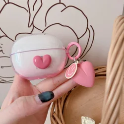 Cute 3D Heart Love Gradient Clear Soft TPU Earphone Accessories Case For Baseus AirGo AS01 Wireless Headphone Protective Cover