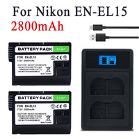 2800mAh EN-EL15 ENEL15 EN EL15 CAMERA BATTERY FOR Nikon Z5,Z6,Z7,D7100,D7200,D7500,D850,D750,D7500,D810,D500,D600