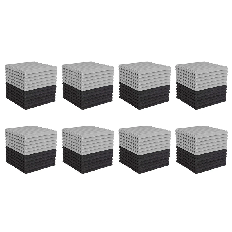 

96 Pcs Acoustic Foam Board,Studio Wedge Tile,Acoustic Foam Soundproof Pyramid Studio Treatment Wall Panel 2.5X30x30cm