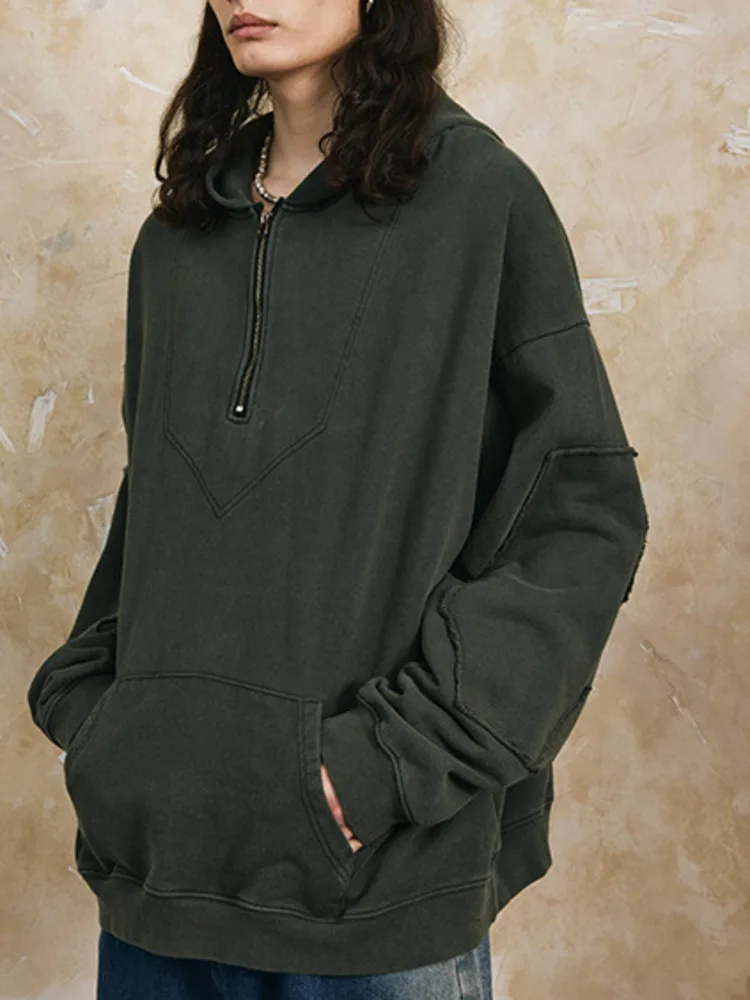 Loose And Lazy Wind 2025 Spring Autumn New Male Washed Wool With Solid Color Plush Thick Loose A Hoodie