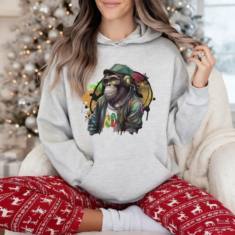 Lustiges Affen-Design, Unisex, College-Stil, Kapuzenpullover, Sport- und Freizeitkleidung, trendige Mode, lustiger Herbst- und Winter-Grafik-Hoodie