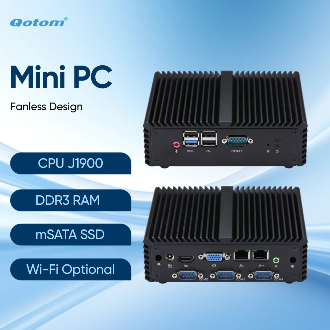 

Dual LAN Mini PC Bay Trail J1900/ N2920 Quad Core Processor 4x RS232 Fanless Mini PC VGA HD