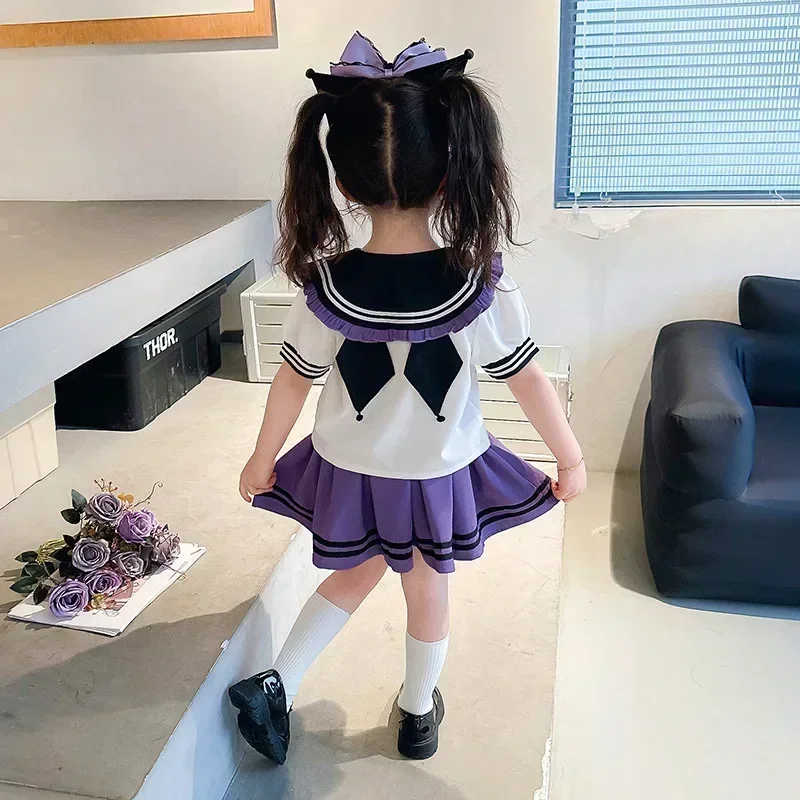 Sanrio Kuromi zestaw dla dzieci CosPlay styl akademii plisowana spódnica dziewczyna białe ubrania księżniczki dziecięcy mundurek JK prezenty urodzinowe