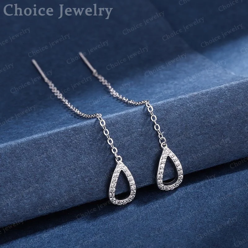 925 Sterling Silver Water Drop Long Drop Earrings For Women Jewelry Charm Elegant Party Engagement Accessories Gifts