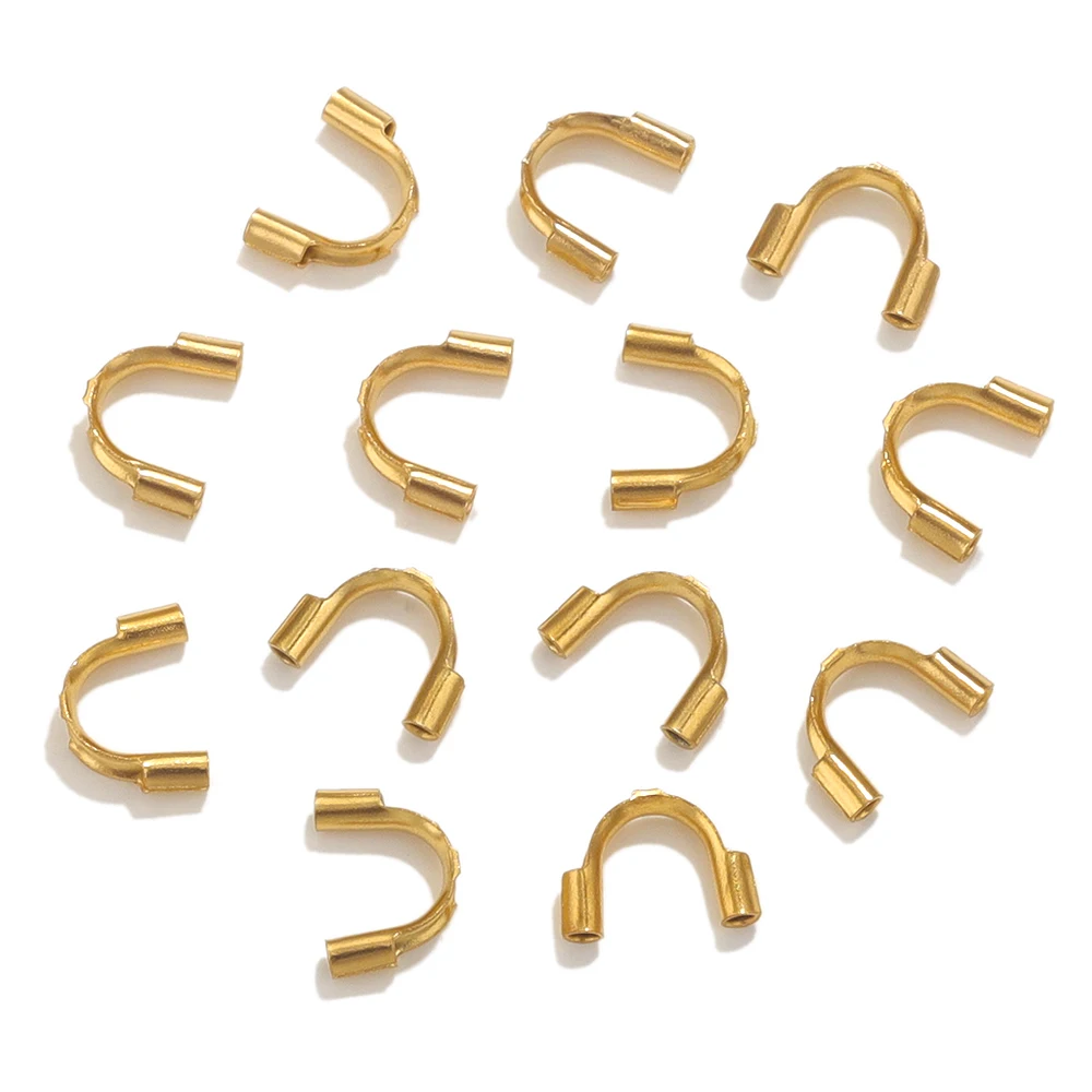 50pcs Stainless Steel U Shape Wire Protectors Wire Guard Guardian Protectors Loops Jewelry Connector Findings Accessories