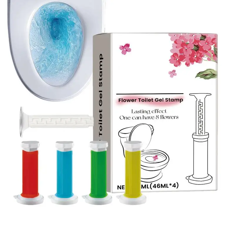 Toilet Flower Stamp Gel 4pcs Toilet Flower Gel Stamp Fast-Acting Odour Remover Cleaning And Refreshing Toilet Stain Scented Air