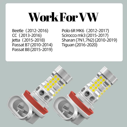 Imagen 2 del producto 2 uds luz antiniebla LED Blub H8 lámpara Canbus sin Error para VW Beetle CC Jetta Passat B7 B8 Polo 6R MK6 6 Scirocco mk3 Sharan 7N Tiguan