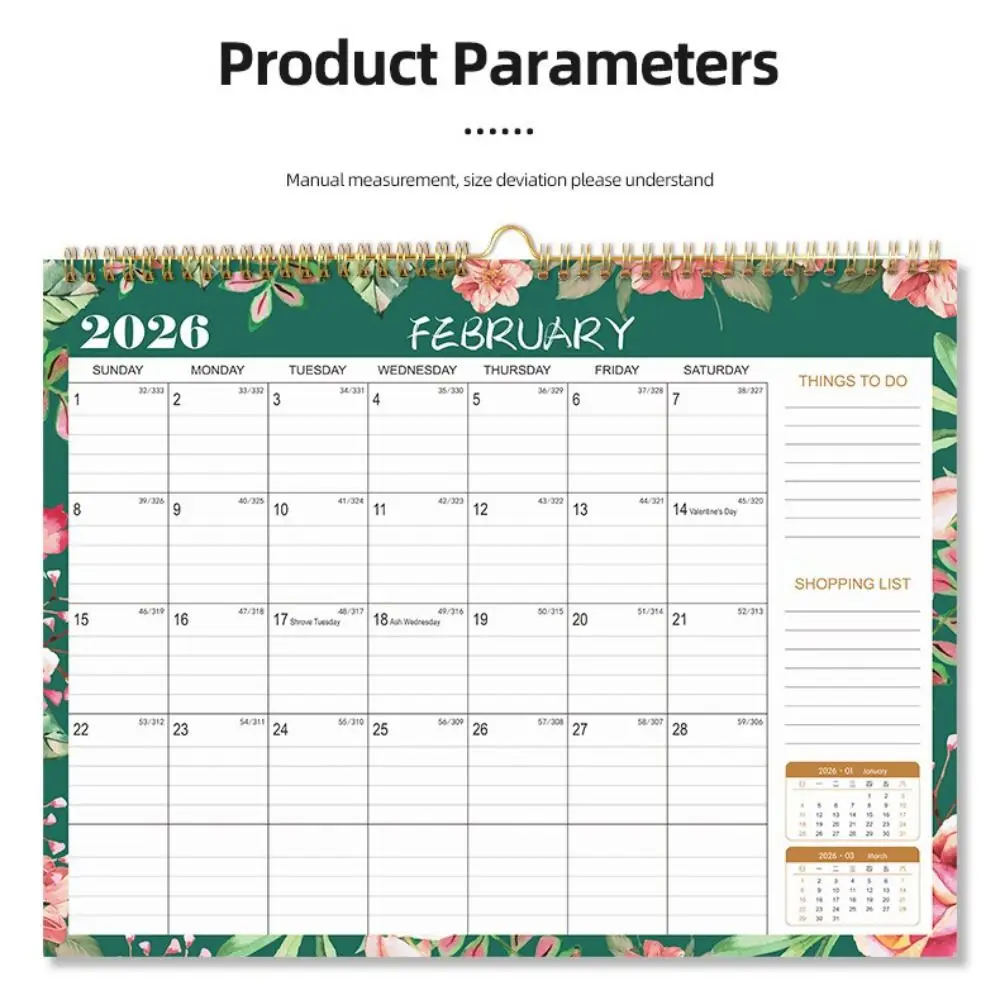 English Version 2026 Wall Calendar Large Date Blocks Thick Paper Wall Calendar Vertical Display Aesthetic Design