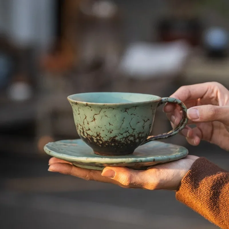 Vintage Style Coffee Cup and Plate Set Suitable for Coffee Enthusiasts and Daily Enjoyment Giving Gifts To Elders