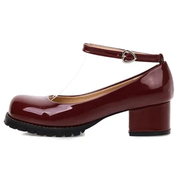 Elegant Medium Heels Women Pumps Shoes 2024 Spring Ankle Straps Black White Red Heeled Wedding Office Shoes Ladies Large Size 48