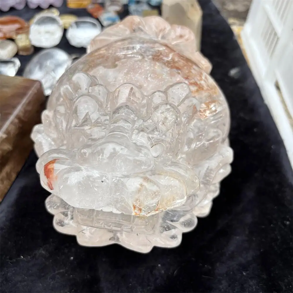 4.5kg Natural Garden Quartz Clear Quartz Pixiu Carving Handmade Animal Powerful Statue For Home Decoration Lucky Gift 1PCS