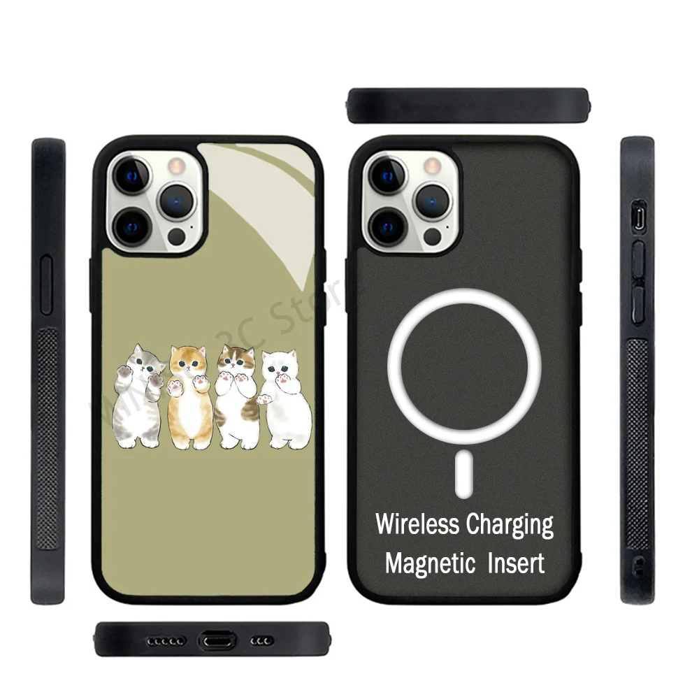 

Cute Cartoon Cat Animal Phone Case Strong Magnetic For IPhone 15 14 13 Pro Max 11 12 Mini For Magsafe