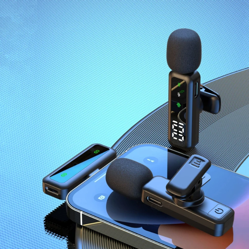 H67Single Mic Digital Display TypeC Interface Wireless Lavalier Mic Outdoor Live Broadcast Noise Reduction Convenient Mini Model