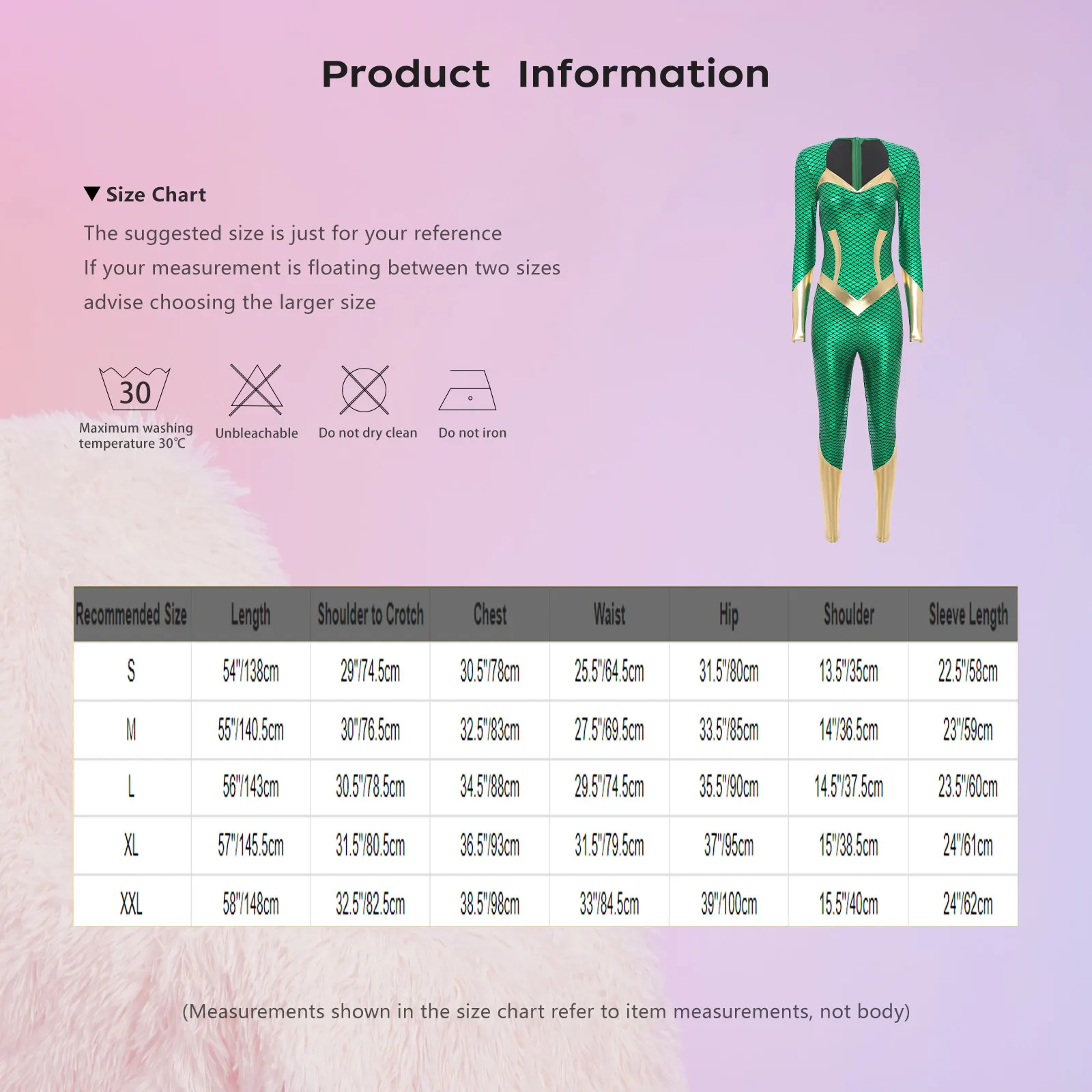

Women Mermaid Role-Playing Costume Metallic Fish Scale Print Long Sleeve Zipper Jumpsuit for Halloween Fancy Dress Themed Party