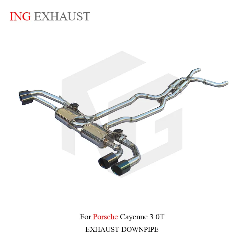 

ING ss304 Valve Catback for Porsche Cayenne 958.2 3.0T 15 up double Muffler Elect Engine Branch Performance Exhaust system