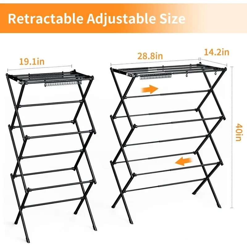 Rak pakaian lipat untuk dalam ruangan, Rak pengering pakaian dalam ruangan, Rak pengering cucian-40 "x 28.8" x 14.2 ", menghemat ruang dalam dan luar ruangan,
