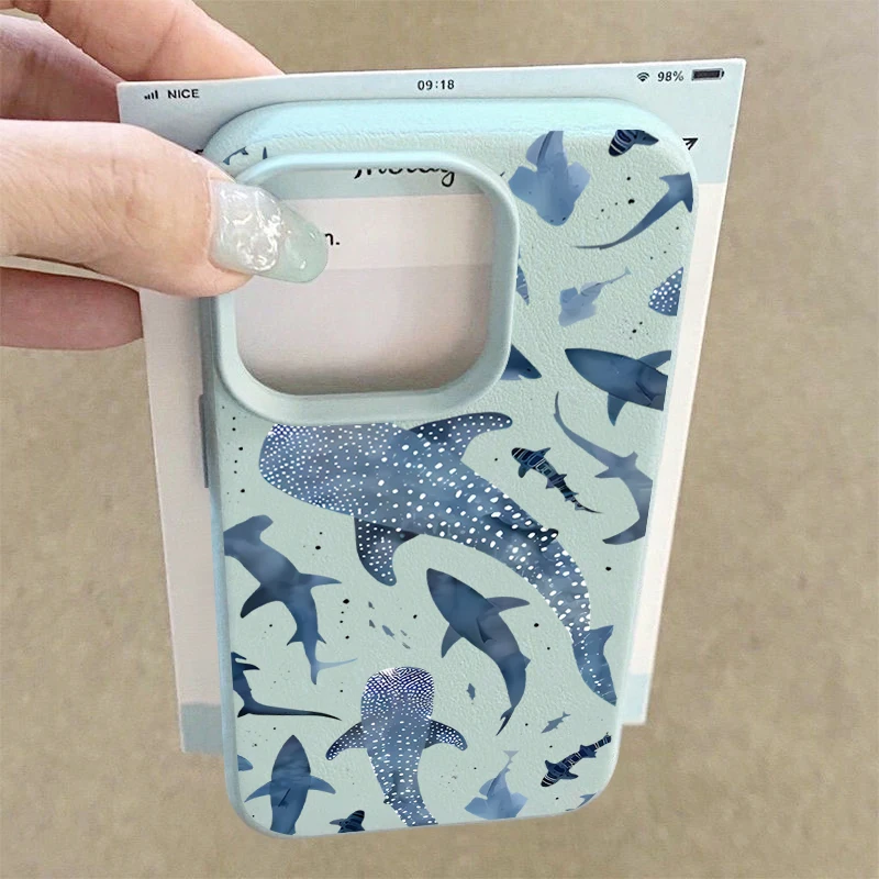 Wal-Muster-Hülle für iPhone 17e 18 17 Pro Max 16 15 14 13 12 Pro Max 11 Stoßfeste Weiche Silikon-Leder-Textur Handyhülle – Detail 9