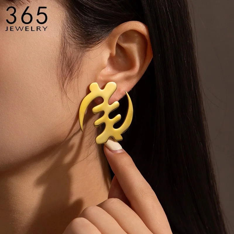 

365 Personalized 12 Style African Runes Earrings Stainless Steel Customized Symbol For Women Trendy Jewelry Christmas Gifts
