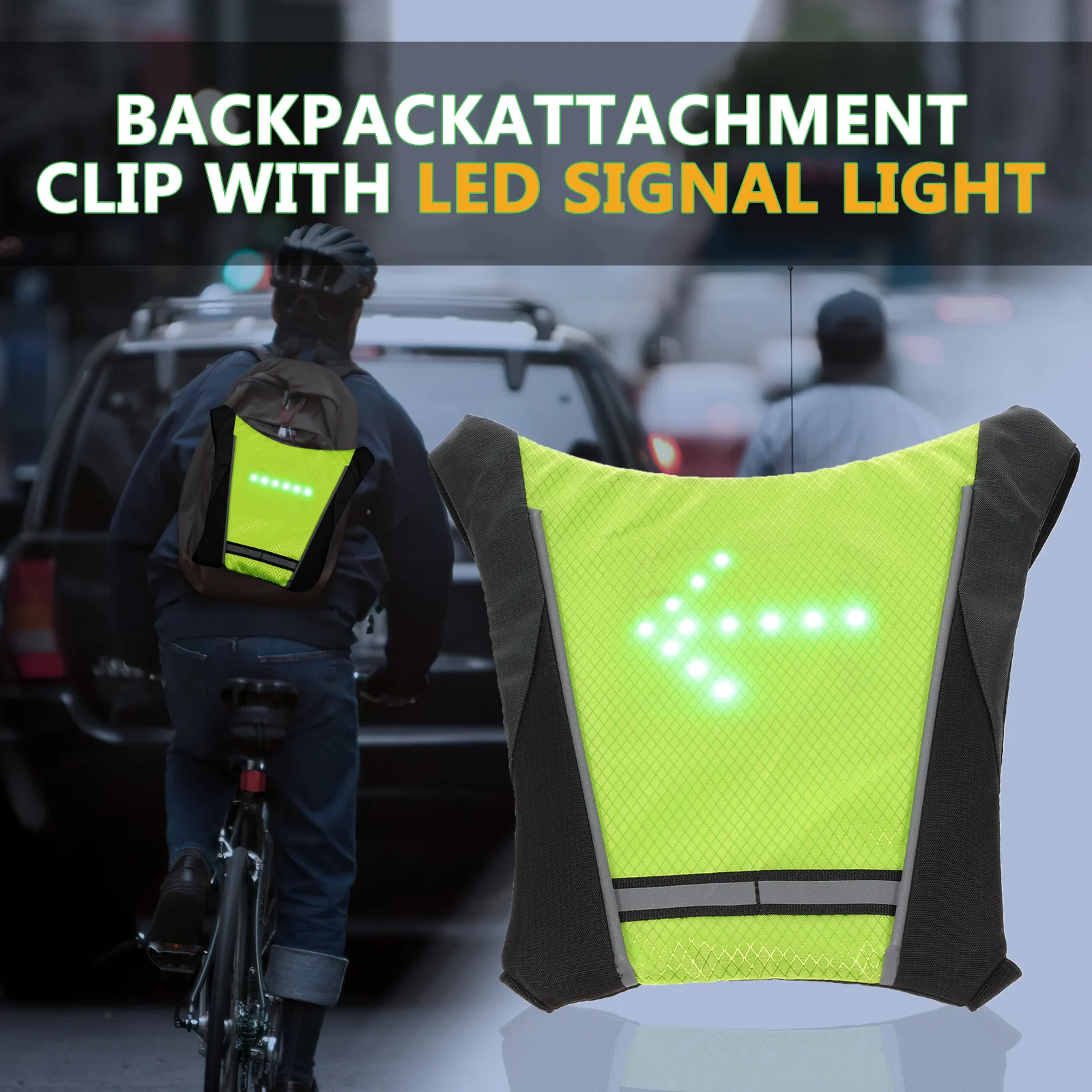 

LED Cycling Saddle Vest with Wireless Remote Turn Signal Indicator Waterproof Saddle Bag for Night Riding Safety Direction Light