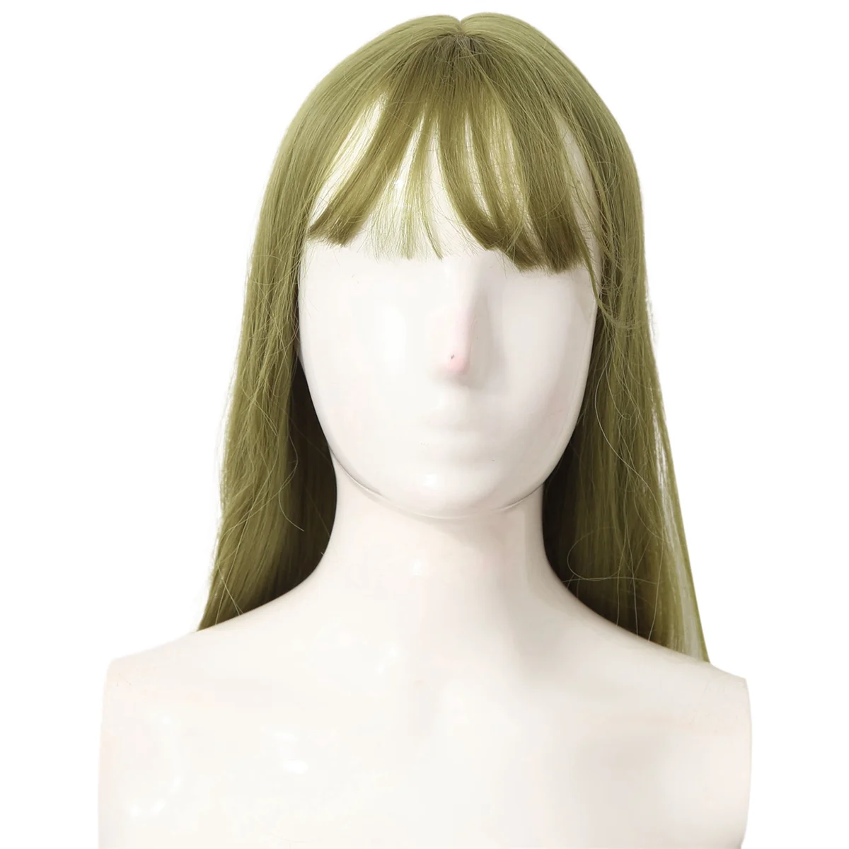 Peluca larga realista de pelo rizado largo ondulado grande con flequillo verde menta peluca sintética para Cosplay mascarada Navidad Halloween