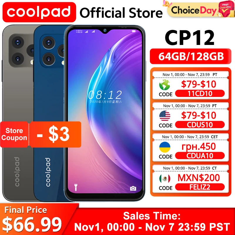 

Глобальная версия Coolpad CP12 Смартфон 6,517 "дисплей с каплями воды Восьмиядерный мощный процессор 13MP Основная камера Аккумулятор 4500 мАч