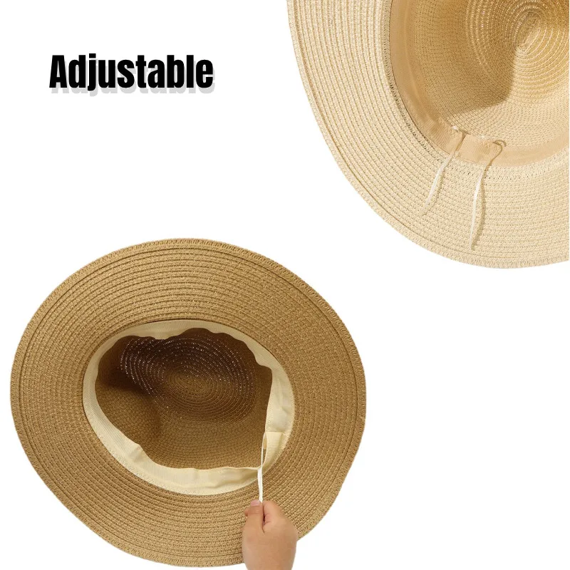 Sombrero de Panamá clásico ajustable hecho a mano para hombre y mujer, sombrero de paja con protección UV para playa