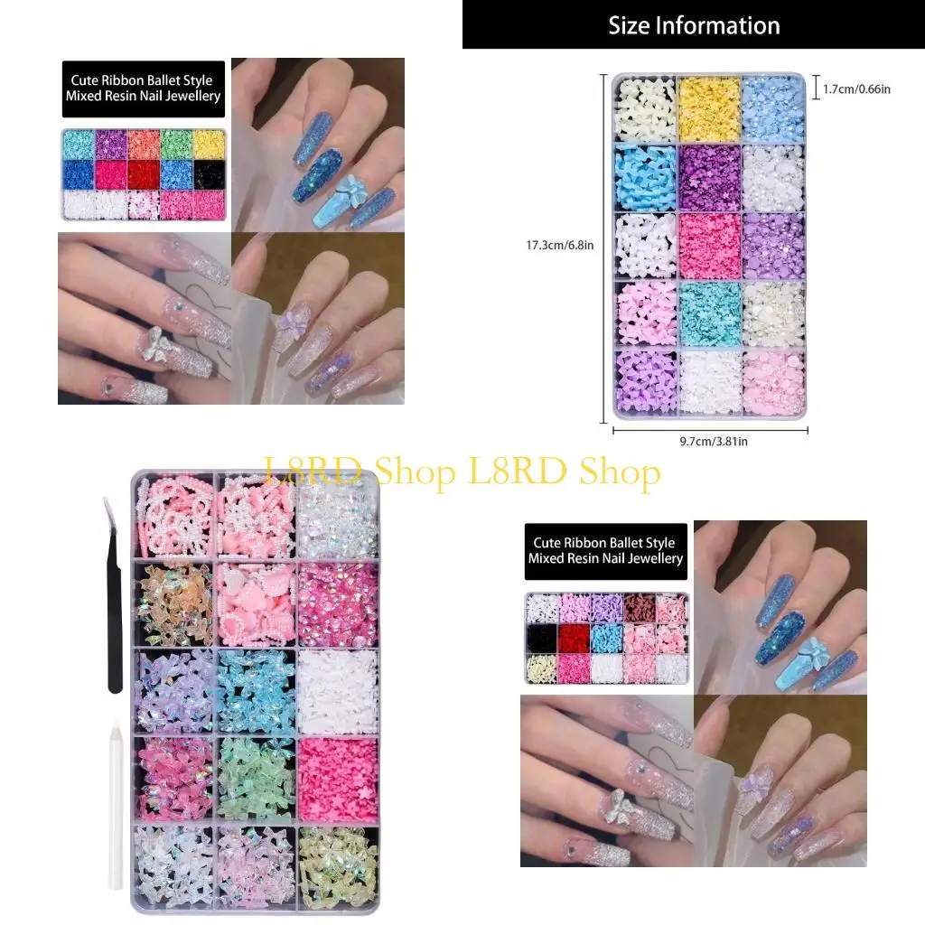 

L8RD Bow Charms White Bownot Nails Art Charms Жемчужные бусинки цветочные чары